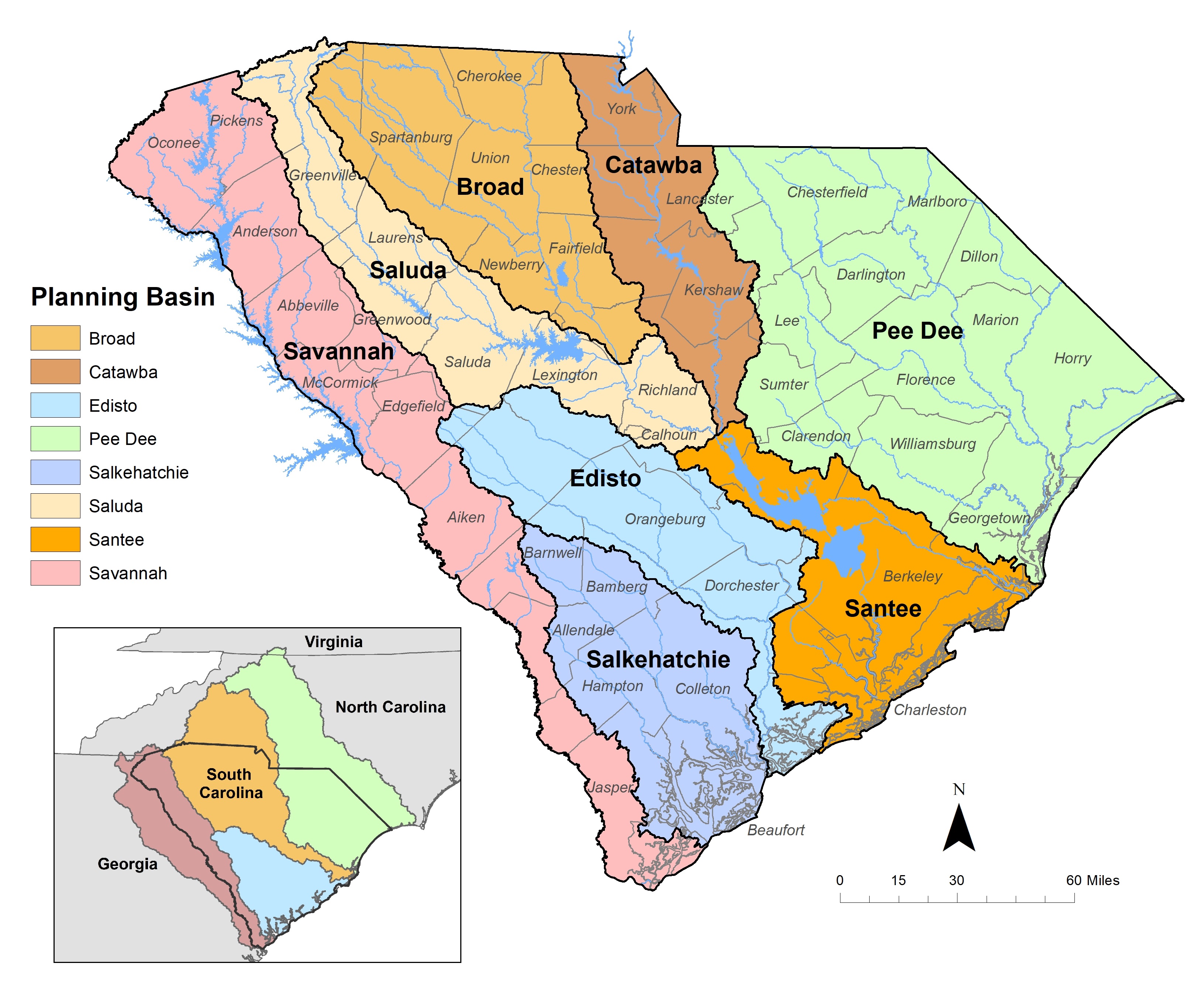major basins in South Carolina